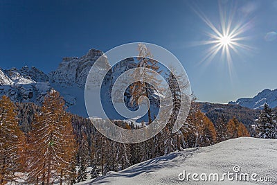 Awesome Mount Pelmo winter panorama Stock Photo