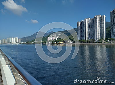 Awesome nature photography view Irrigation Beach building city view in Hong Kong Sha tin Kowloon Stock Photo