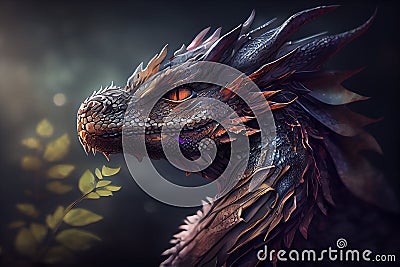 Awesome portrait of a dragon.generative ai Stock Photo