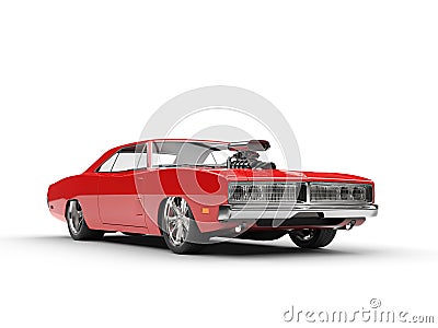 Awesome red muscle car Stock Photo