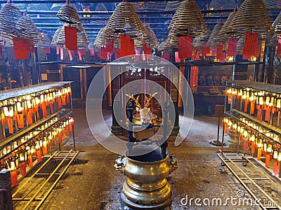 Awesome religious design Man mo temple old Chinese temple in shueng wan hongkong Editorial Stock Photo