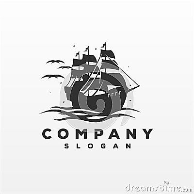 Awesome ship logo design vector illustration Cartoon Illustration