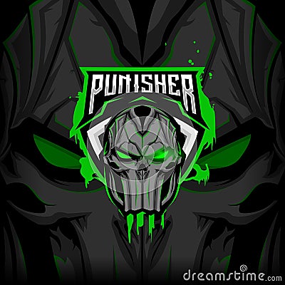 Punisher Skull Logo Mascot.sport,esport logo Vector Illustration