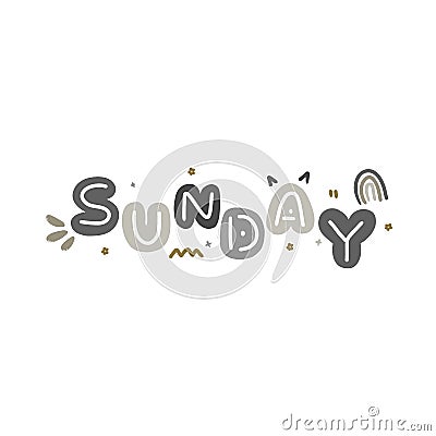 Awesome Sunday Weekend Typography Doodle Vector Vector Illustration