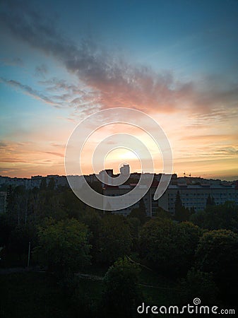 awesome sunset on the colorful sky Editorial Stock Photo