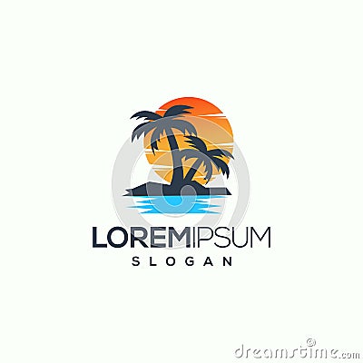Awesome sunset logo design vector illustration ready to use Vector Illustration
