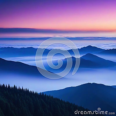 awesome sunset and mountain minimalist Splendid nature landscape during Stunning mountain scenery with picturesque Cartoon Illustration