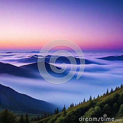 awesome sunset and mountain minimalist Splendid nature landscape during Stunning mountain scenery with picturesque Cartoon Illustration