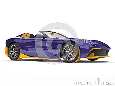 Awesome super sports car with crazy purple paint job with yellow details Stock Photo