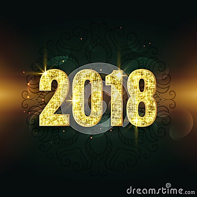 Awesome 2018 text in glitter and sparkle style background Vector Illustration