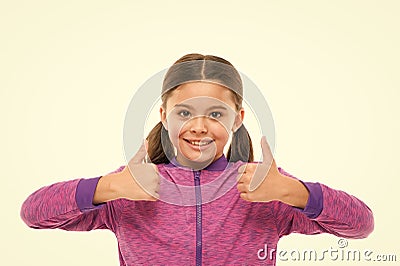 This is awesome. Thumbs up approvement. Girl cute child show thumbs up gesture. Gifts your teens will totally love. Kid Stock Photo