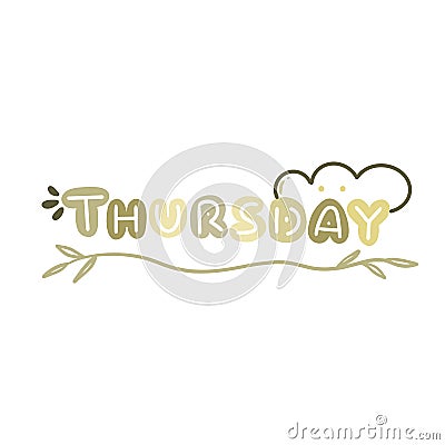 Awesome Thursday Weekday Typography Doodle Vector Vector Illustration