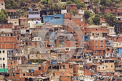 Awesome view of Artigas and Moran Slums in green hills Caracas Venezuela Stock Photo