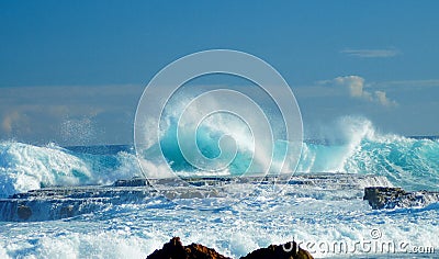 Awesome Wave Formation in Aguadilla Puerto Rico Stock Photo