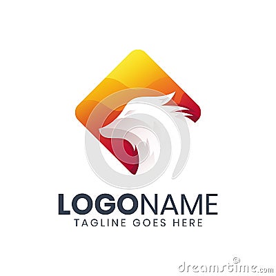 Awesome wolf gradient colorful logo design Vector Illustration