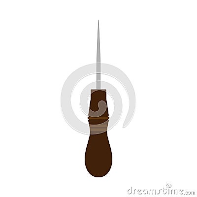 Awl groover shoemaker vector handle tool icon. Work equipment tailor industry illustration Vector Illustration