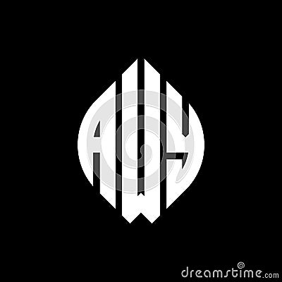 AWY circle letter logo design with circle and ellipse shape. AWY ellipse letters with typographic style. The three initials form a Vector Illustration