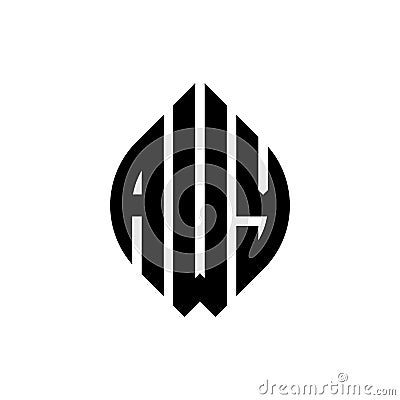 AWY circle letter logo design with circle and ellipse shape. AWY ellipse letters with typographic style. The three initials form a Vector Illustration