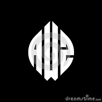 AWZ circle letter logo design with circle and ellipse shape. AWZ ellipse letters with typographic style. The three initials form a Vector Illustration