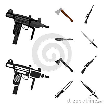 Ax, automatic, sniper rifle, combat knife. Weapons set collection icons in cartoon,black style vector symbol stock Vector Illustration