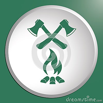 The ax and campfire icon Vector Illustration