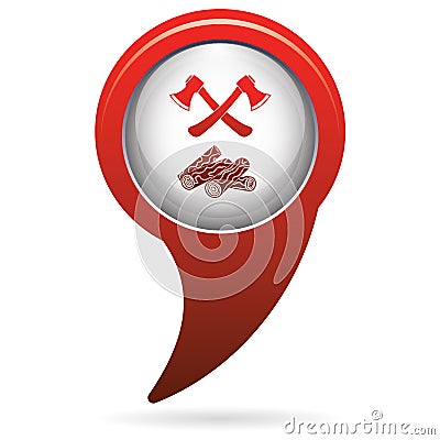 The ax and firewood icon Vector Illustration