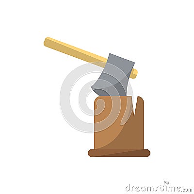 Ax in log icon in flat style Cartoon Illustration