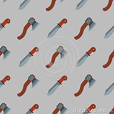 Axe seamless pattern lumberjack wood blade equipment work handle metal background vector illustration Vector Illustration