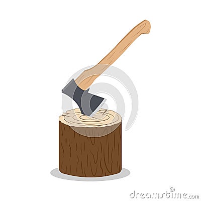 Axe stuck in the stump Vector Illustration