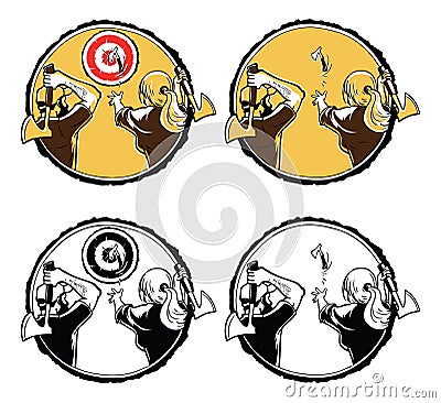 Axe throwing logo Stock Photo