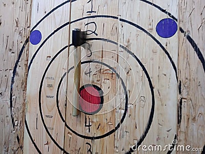 Axe Throwing Target, Hatchet Throwing Bullseye Stock Photo