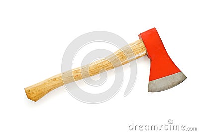 Axe with wooden handle Stock Photo