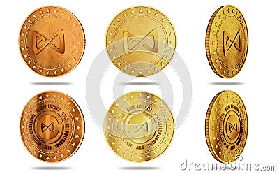 Axie AXS cryptocurrency symbol golden coin 3d illustration Cartoon Illustration