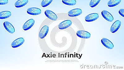 Axie Infinity AXS coin falling from the sky. AXS cryptocurrency concept banner background Vector Illustration