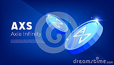 Axie Infinity AXS token banner. AXS coin cryptocurrency concept banner background Vector Illustration