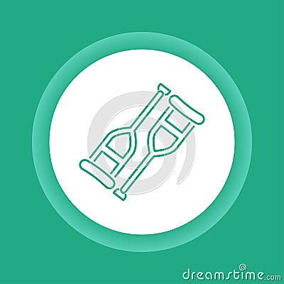Axillary crutch color button icon. Isolated vector element. Vector Illustration