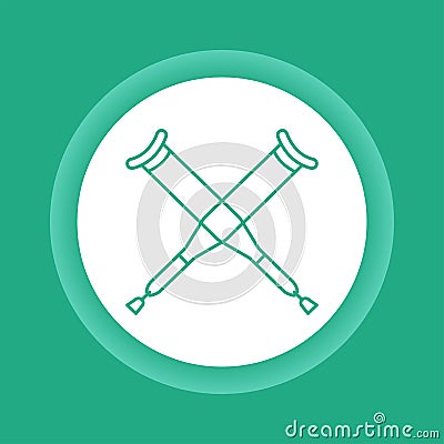 Axillary crutch color button icon. Medical tool for people Vector Illustration