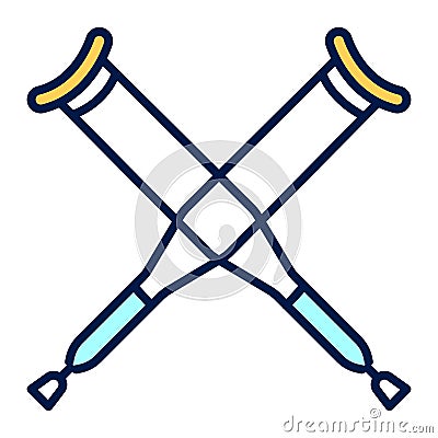 Axillary crutch line color icon. Medical tool for people with disabilities and help after injury. Vector Illustration