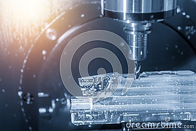 The 5-axis CNC machine cutting the aerospace part . Stock Photo