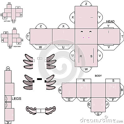 axolotl character cartoon illustration cube craft design Vector Illustration