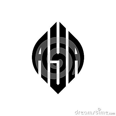 AYA circle letter logo design with circle and ellipse shape. AYA ellipse letters with typographic style. The three initials form a Vector Illustration