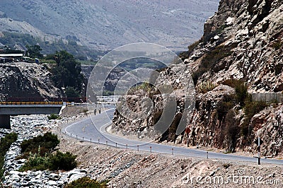 ayacucho peru mountain with asphalt road in blue sky Stock Photo