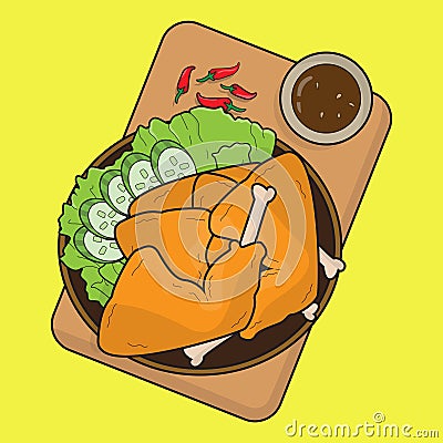 Asian fried chicken illustration vector Vector Illustration