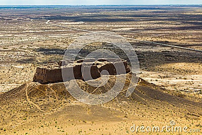 Ayaz Kala 2 site, part of Ayaz Qala fortress in Kyzylkum desert, Uzbekist Stock Photo