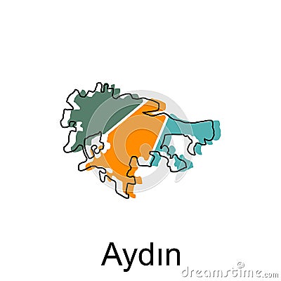 Aydin world map vector design template, graphic style isolated on white background, suitable for your company Vector Illustration