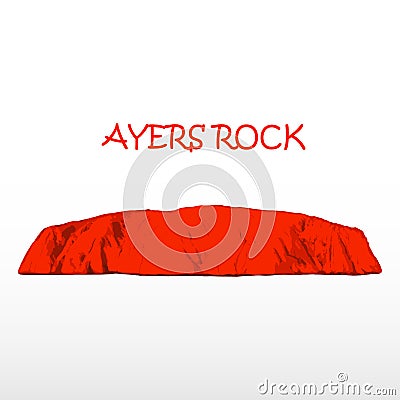 Ayers Rock. Symbol of Australia. Logotype Uluru. Sightseeing Australia. Vector Illustration