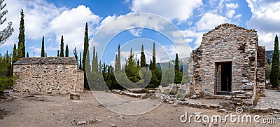 Ayios Marcos temple or Fragomonastiro on the right, Taxiarches temple on the left Stock Photo