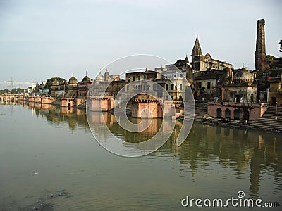 Ayodhya- A look from Ram ki-Pauri Stock Photo