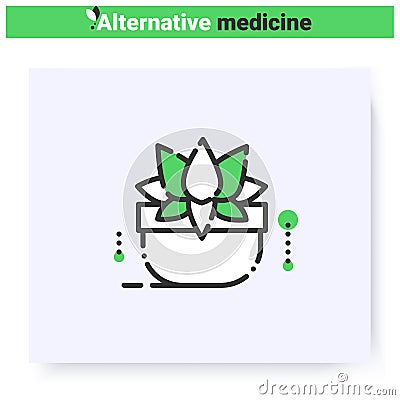 Ayurveda line icon. Editable illustration Vector Illustration