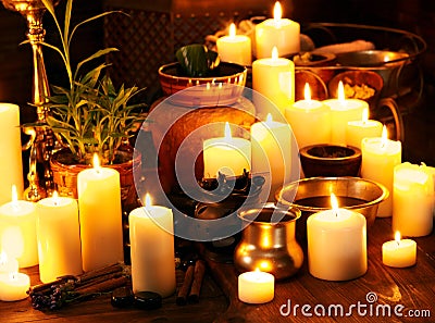 Ayurvedic spa massage still life Stock Photo